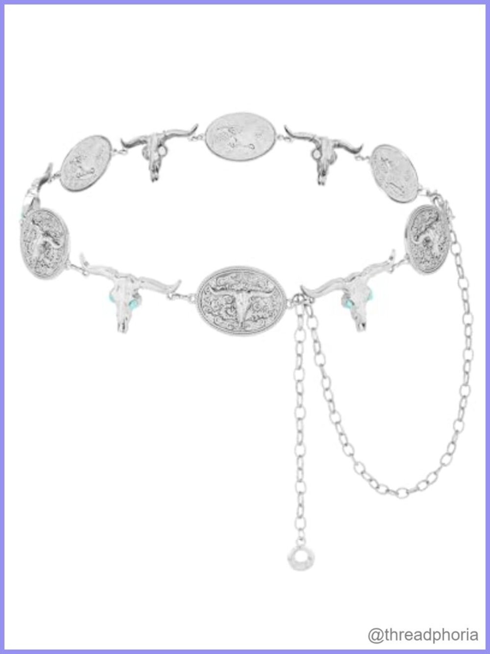 Women's Metal Western Chain Belt Concho Waist Belt Adjustable Lobster Clasp